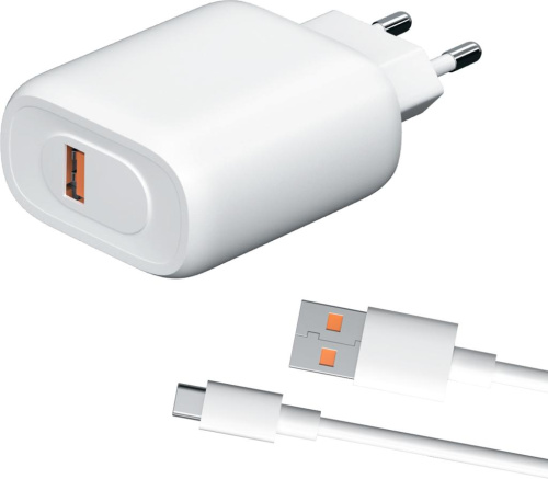 Зарядное устройство Red Line NQC-38 с кабелем USB-C Белое