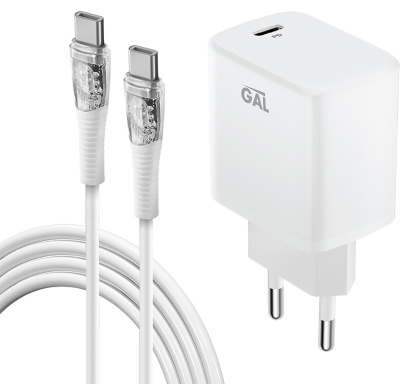 Зарядное устройство Gal UC-5619 с кабелем USB-C Белое