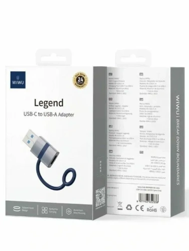 Адаптер WIWU Legend USB-A to USB-C (Wi-C052) (Space Gray)