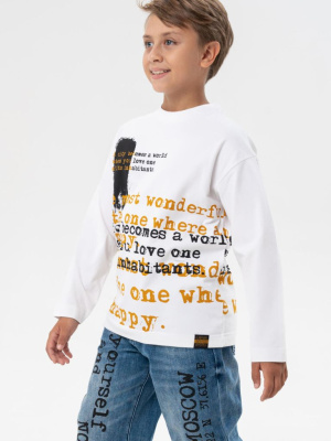 Фуфайка трикотажная для мальчиков (футболка с длинными рукавами)