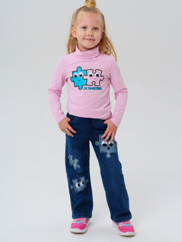 Брюки текстильные джинсовые утепленные флисом для девочек