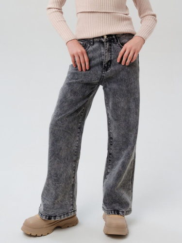 Брюки текстильные джинсовые утепленные флисом для девочек