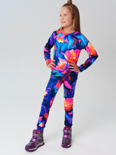 Термокомплект трикот. для девочек: фуфайка (футболка) с длин. рук, брюки для эпизод. использования