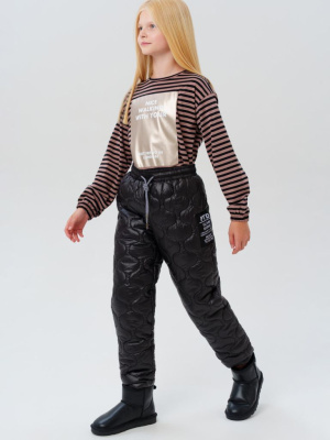 Брюки текстильные утепленные флисом для девочек