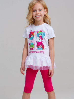 Комплект трикотажный для девочек: фуфайка (футболка), брюки (легинсы)