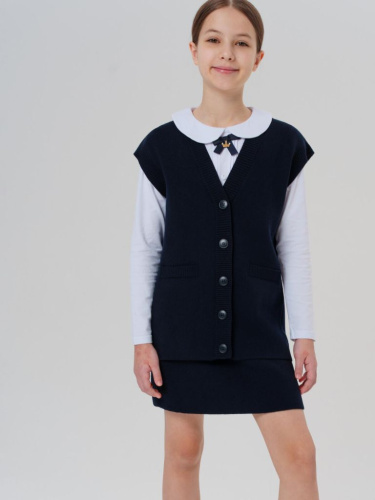Комплект трикотажный для девочек: жилет, юбка