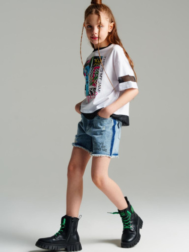 Шорты текстильные джинсовые для девочек