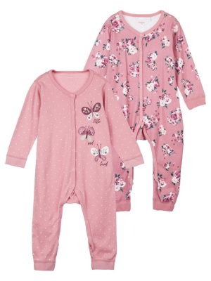 Комбинезон детский трикотажный для девочек, 2 шт в комплекте