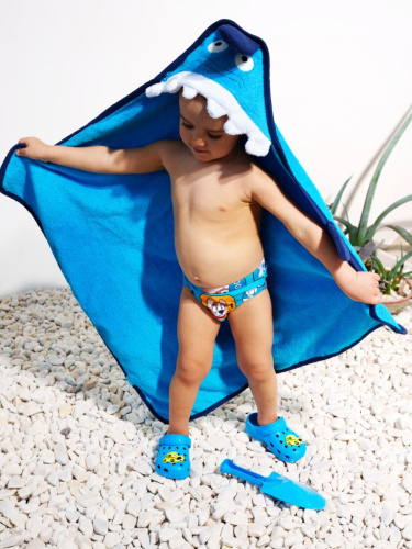 Полотенце детское текстильное с капюшоном для мальчиков