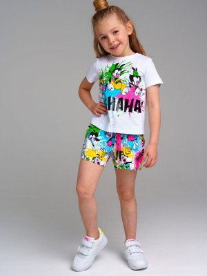 Комплект трикотажный для девочек: фуфайка (футболка), шорты