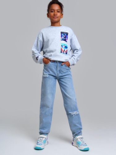 Брюки текстильные джинсовые для девочек