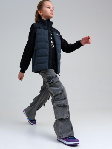 Брюки текстильные джинсовые для девочек