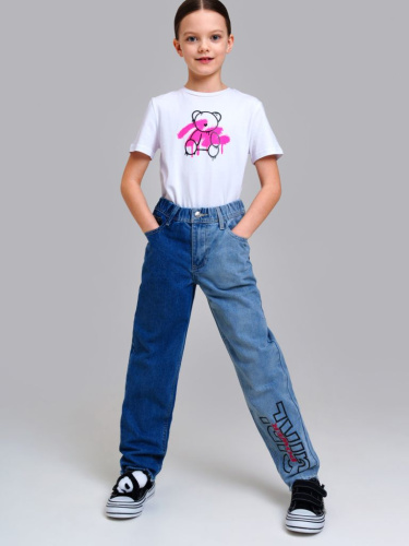 Брюки текстильные джинсовые для девочек