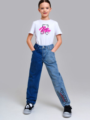 Брюки текстильные джинсовые для девочек