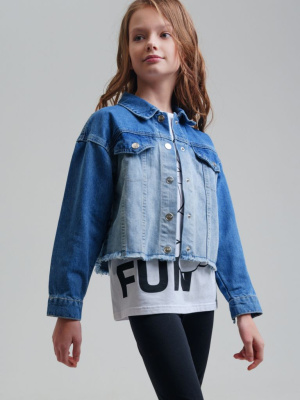 Куртка текстильная джинсовая для девочек