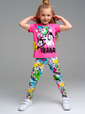 Комплект трикотажный для девочек: фуфайка (футболка), брюки (легинсы)