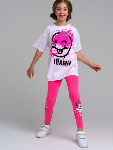 Комплект трикотажный для девочек: фуфайка (футболка), брюки (легинсы)