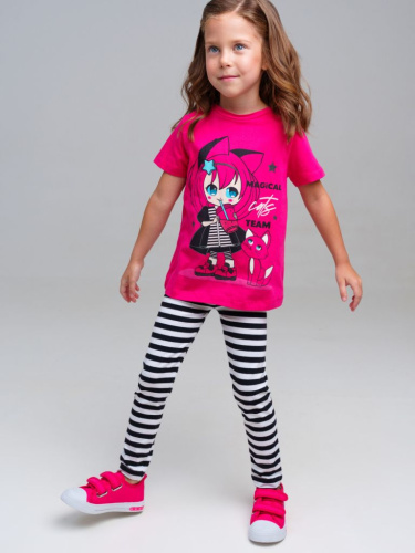 Комплект трикотажный для девочек: фуфайка (футболка), брюки (легинсы)