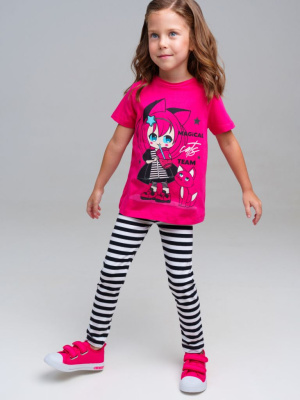 Комплект трикотажный для девочек: фуфайка (футболка), брюки (легинсы)