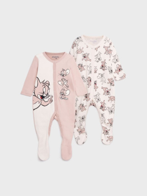 Комбинезон детский трикотажный для девочек, 2 шт в комплекте