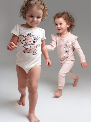 Комплект детский трикотажный для девочек: боди, комбинезон