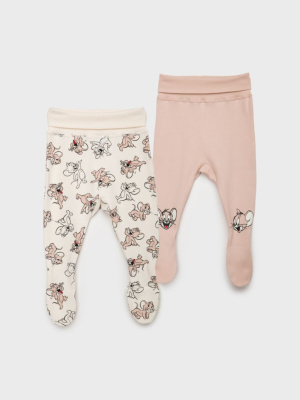 Ползунки детские трикотажные для девочек, 2 шт в комплекте