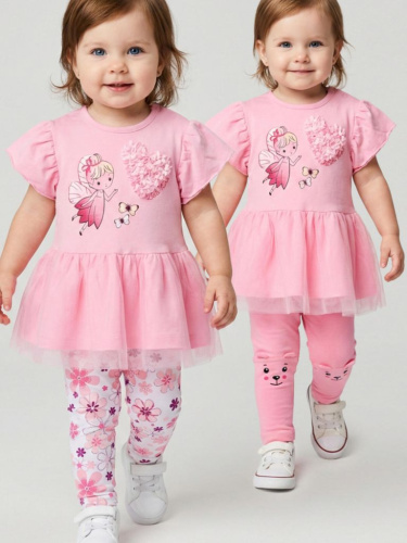 Брюки детские трикотажные для девочек (легинсы), 2 пары в комплекте