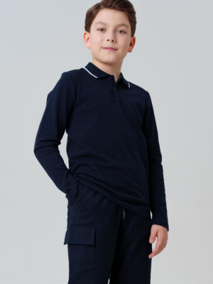 Футболка-поло с длинным рукавом для мальчика