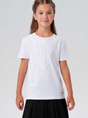 Блузка трикотажная с кружевом для девочки