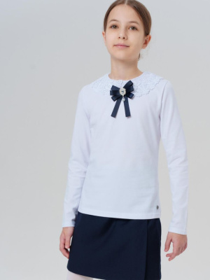 Трикотажная блузка с бантом