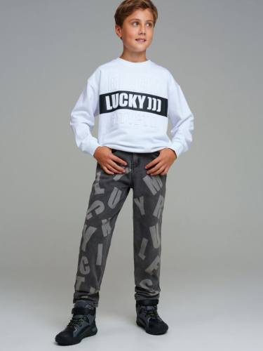 Брюки текстильные джинсовые утепленные флисом для мальчиков