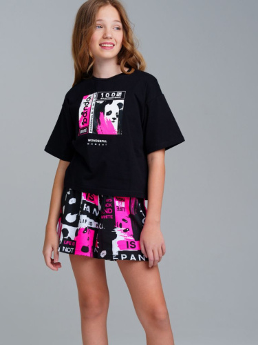 Комплект трикотажный для девочек: фуфайка (футболка), шорты