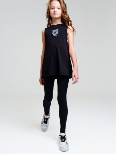 Комплект трикотажный для девочек: топ, майка удлиненная