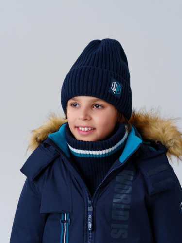 Комплект трикотажный для мальчиков: шапка, снуд