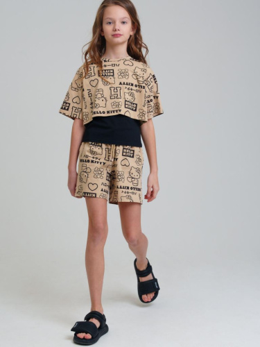 Комплект трикотажный для девочек: майка, шорты, фуфайка (футболка)