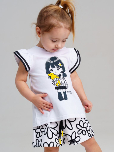 Комплект детский трикотажный для девочек: фуфайка (футболка), шорты