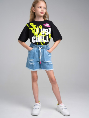 Шорты текстильные джинсовые для девочек