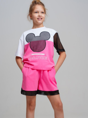 Комплект трикотажный для девочек: фуфайка (футболка), шорты