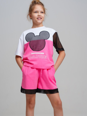 Комплект трикотажный для девочек: фуфайка (футболка), шорты