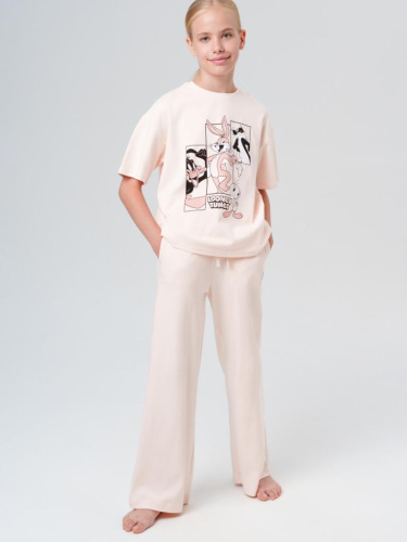 Комплект трикотажный для девочек: фуфайка (футболка), брюки