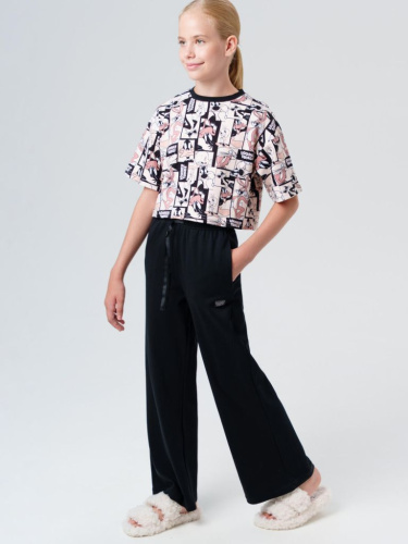 Комплект трикотажный для девочек: фуфайка (футболка), брюки