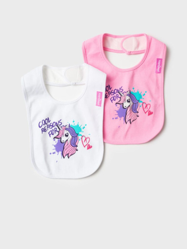 Нагрудник детский трикотажный для девочек, 2 шт в комплекте