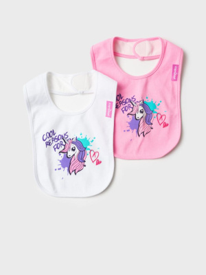 Нагрудник детский трикотажный для девочек, 2 шт в комплекте