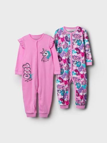 Комбинезон детский трикотажный для девочек, 2 шт в комплекте