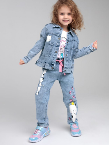 Брюки текстильные джинсовые для девочек