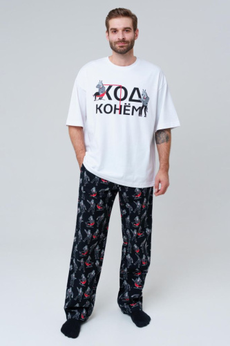 Комплект для мужчин: фуфайка (футболка) трикотажная, брюки текстильные