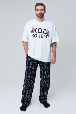 Комплект для мужчин: фуфайка (футболка) трикотажная, брюки текстильные