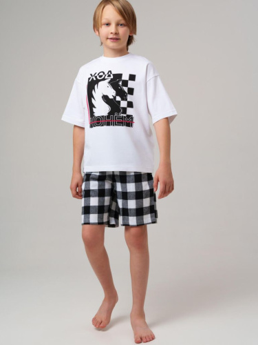 Комплект для мальчиков: фуфайка (футболка) трикотажная, шорты текстильные