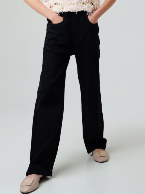 Брюки текстильные джинсовые для девочек