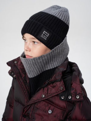 Комплект трикотажный для мальчиков: шапка, снуд